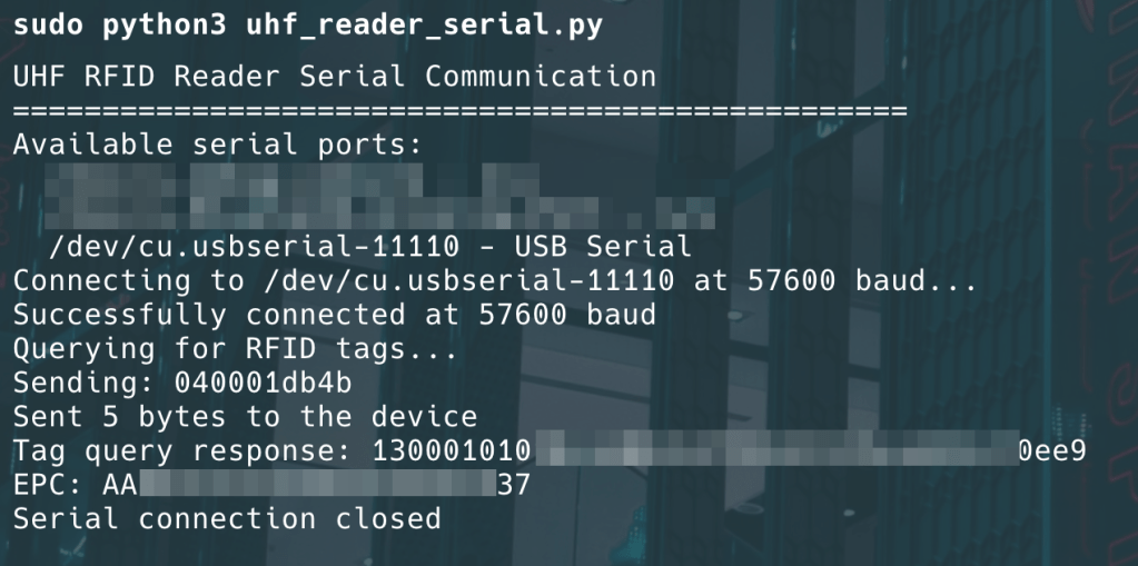 Querying the EPC and Data Block of a UHF Tag